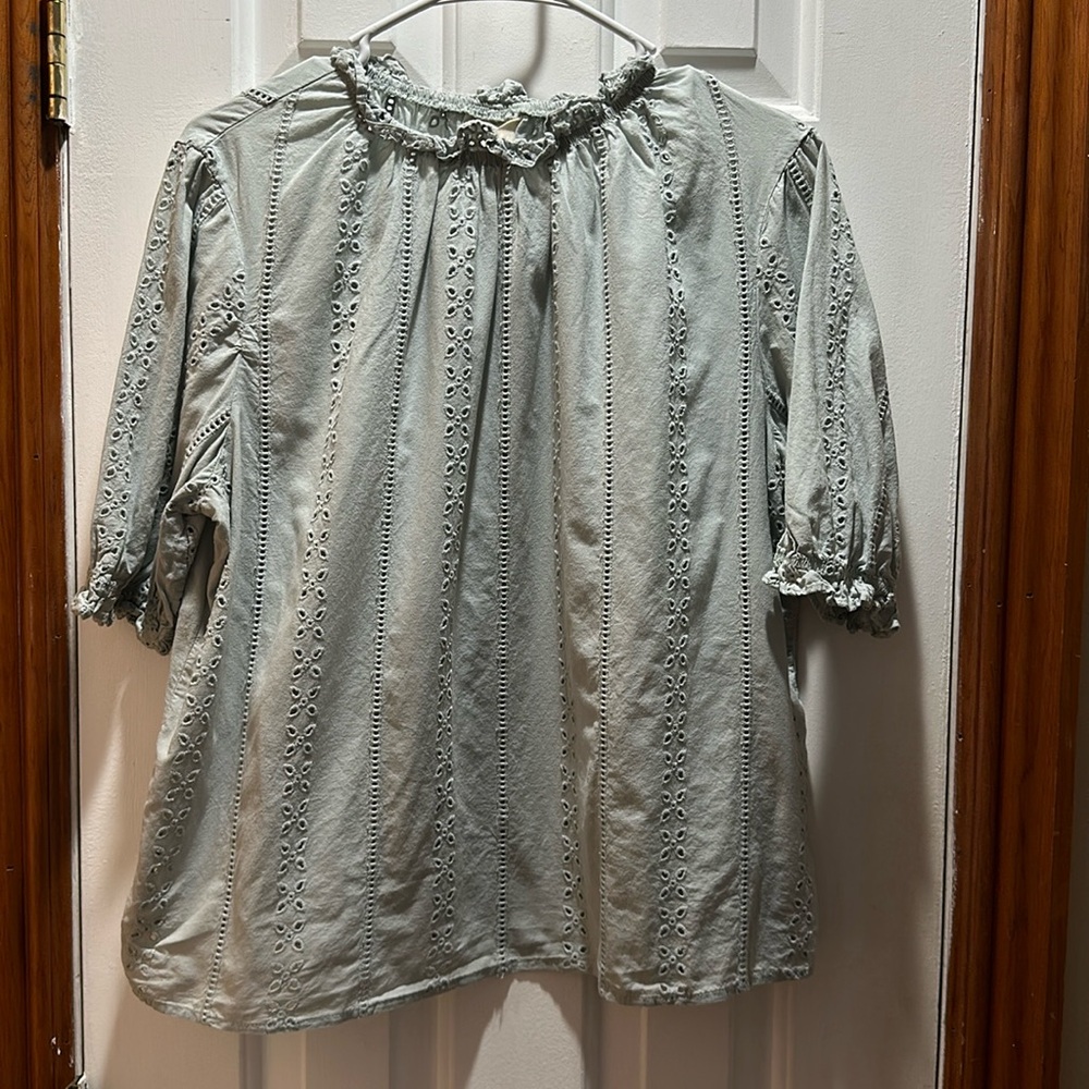 ▪️MINT MOCK NECK EYELET TOP